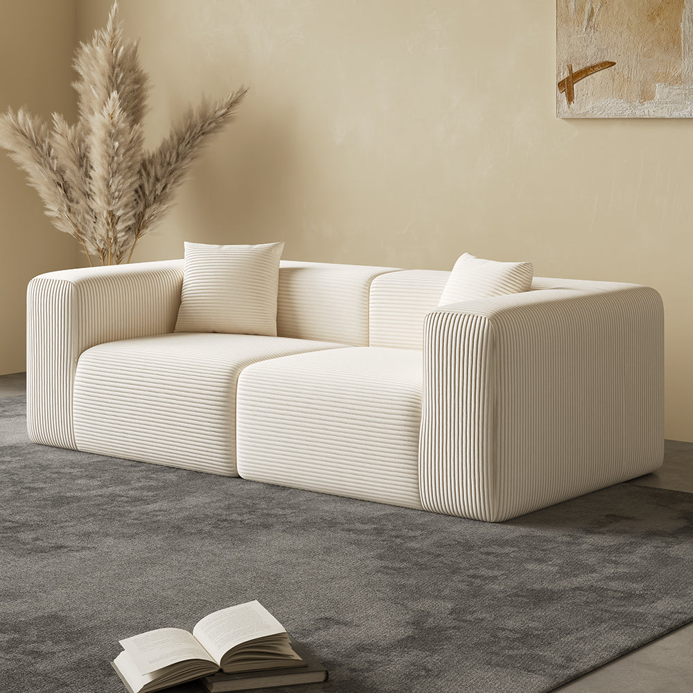 Block sofa, 2 seats, beige - Lkikos.com