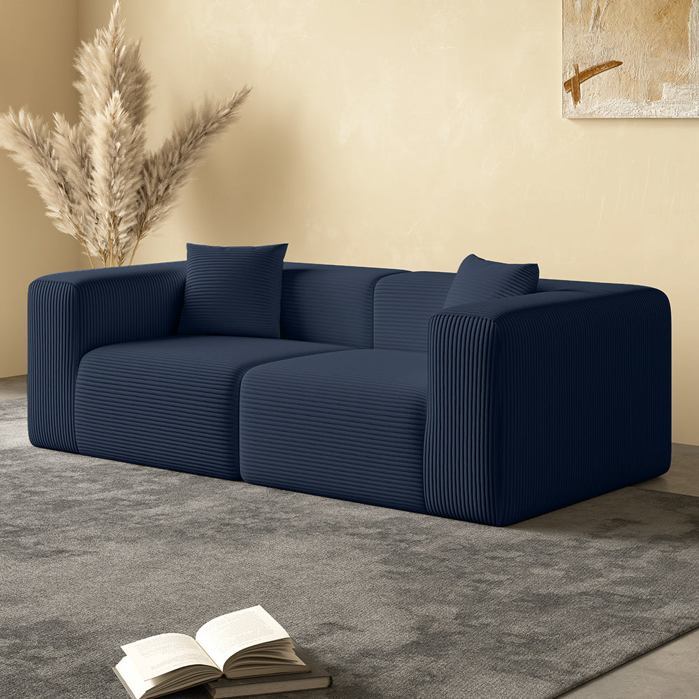 Block sofa, 2 seats, dark blue - Lkikos.com