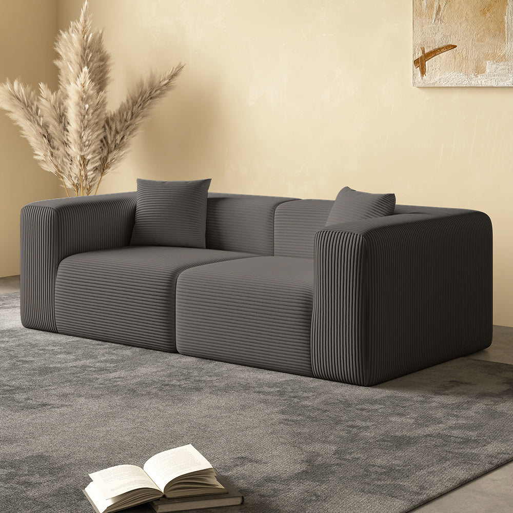 Block sofa, 2 seats, dark grey - Lkikos.com