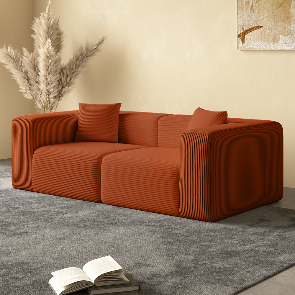 Block sofa, 2 seats, warm orange - Lkikos.com