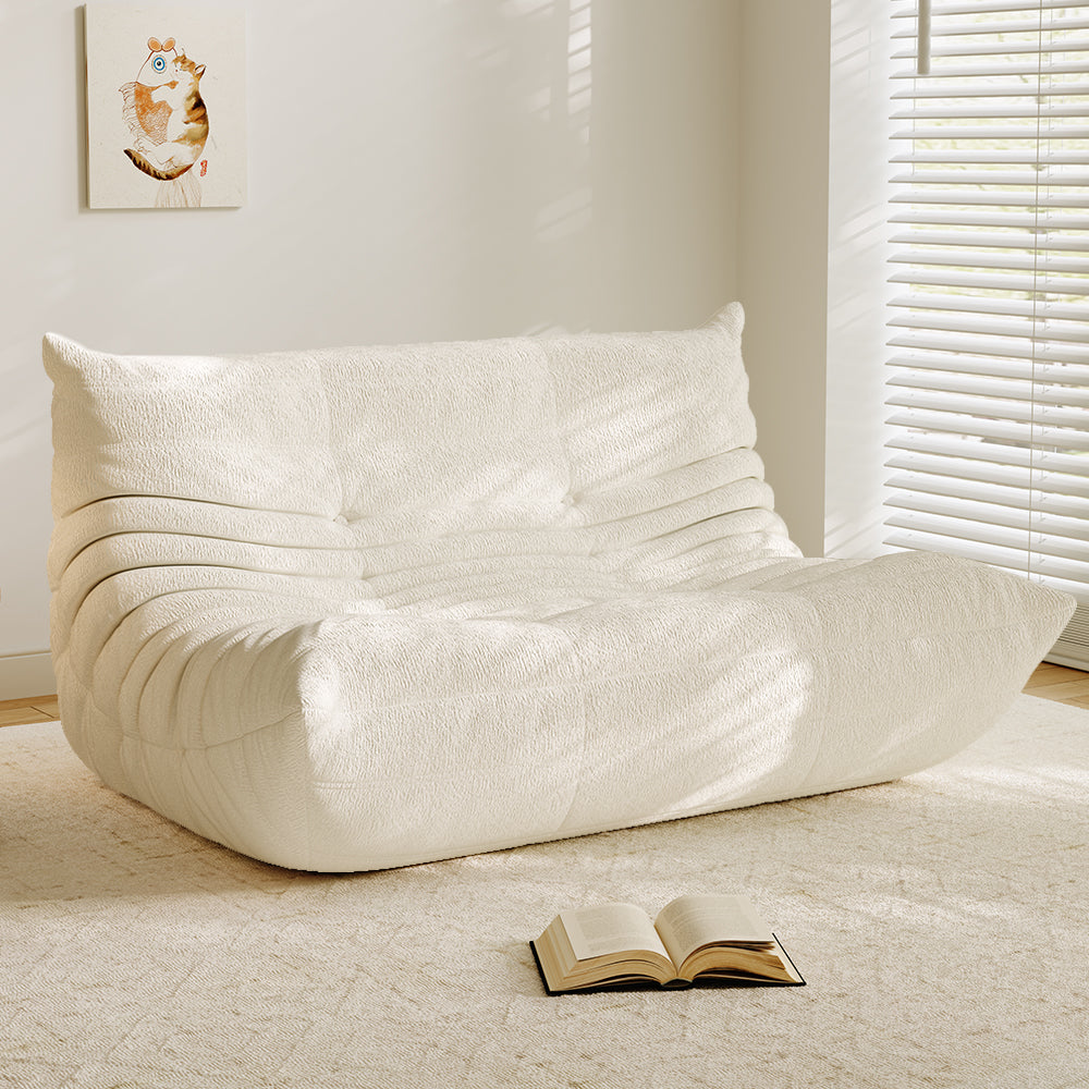 Lkikos Compressed Sofa Togo Sofa Caterpillar Sofa 2 seater in Beige - Lkikos.com