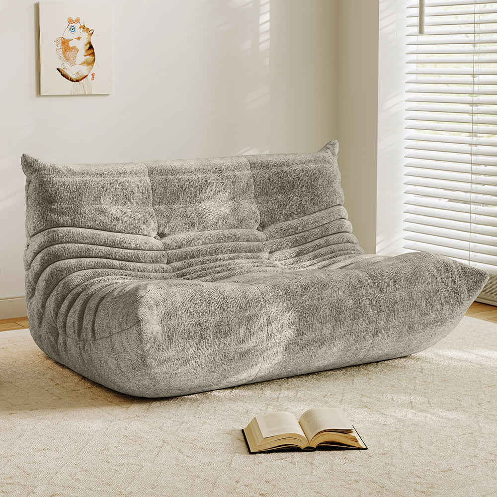 Lkikos Compressed Sofa Togo Sofa Caterpillar Sofa 2 seater in Light gray - Lkikos.com