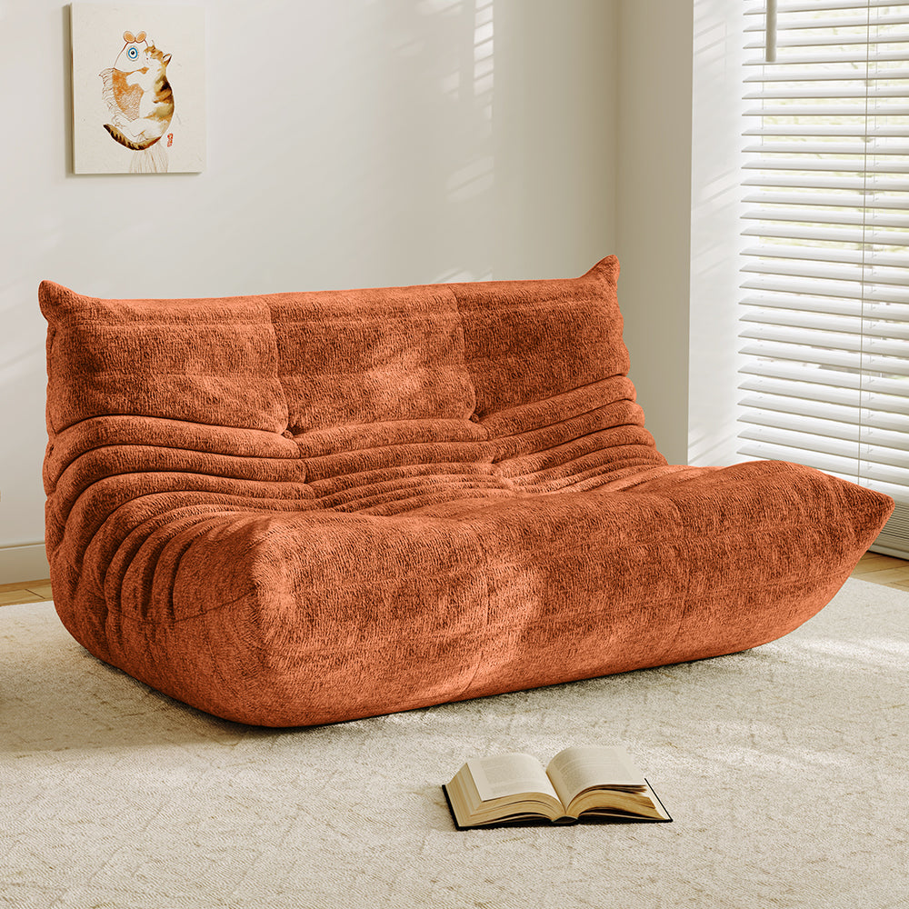 Lkikos Compressed Sofa Togo Sofa Caterpillar Sofa 2 seater in Orange 2 - Lkikos.com
