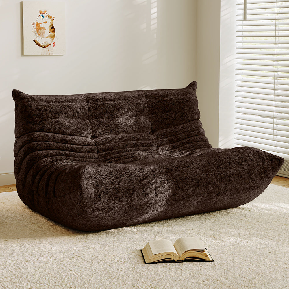 Lkikos Compressed Sofa Togo Sofa Caterpillar Sofa 2 seater in brown - Lkikos.com