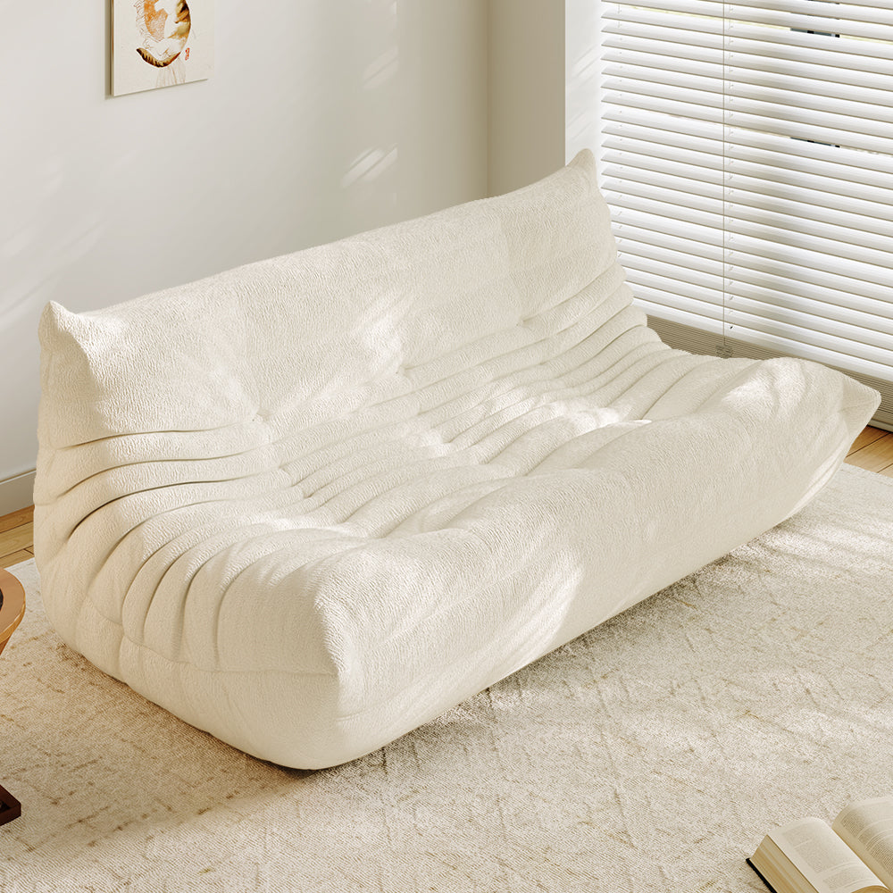 Lkikos Compressed Sofa Togo Sofa Caterpillar Sofa 3 seater in Beige - Lkikos.com