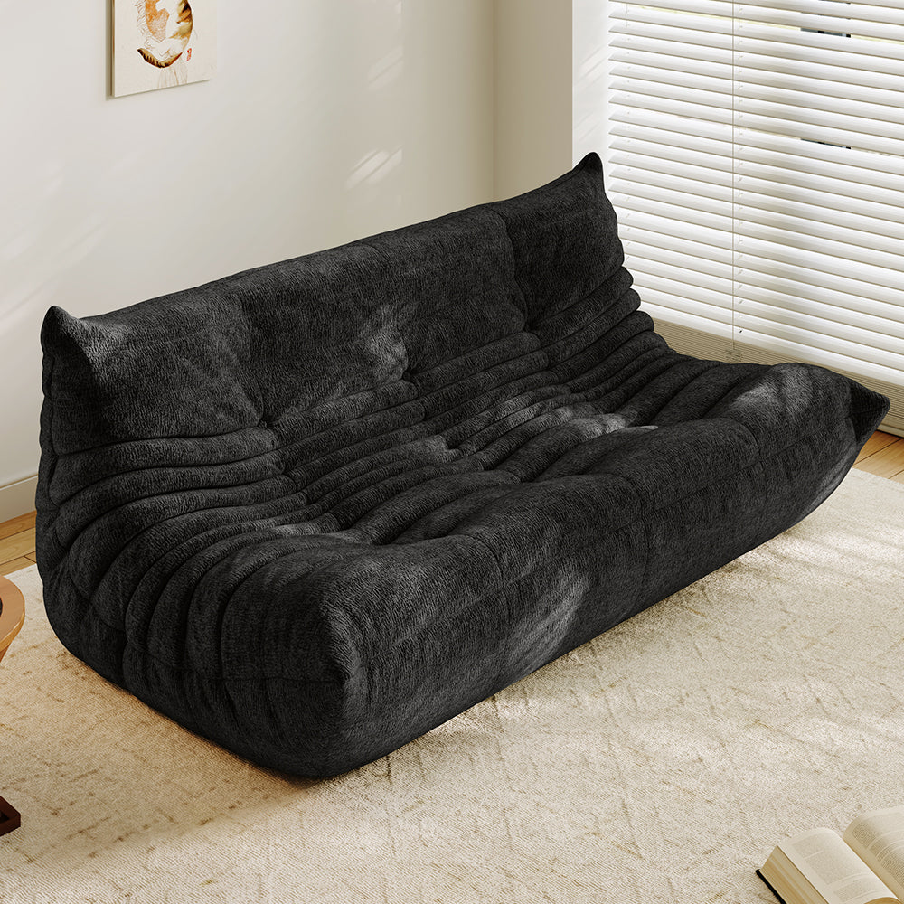 Lkikos Compressed Sofa Togo Sofa Caterpillar Sofa 3 seater in Black - Lkikos.com