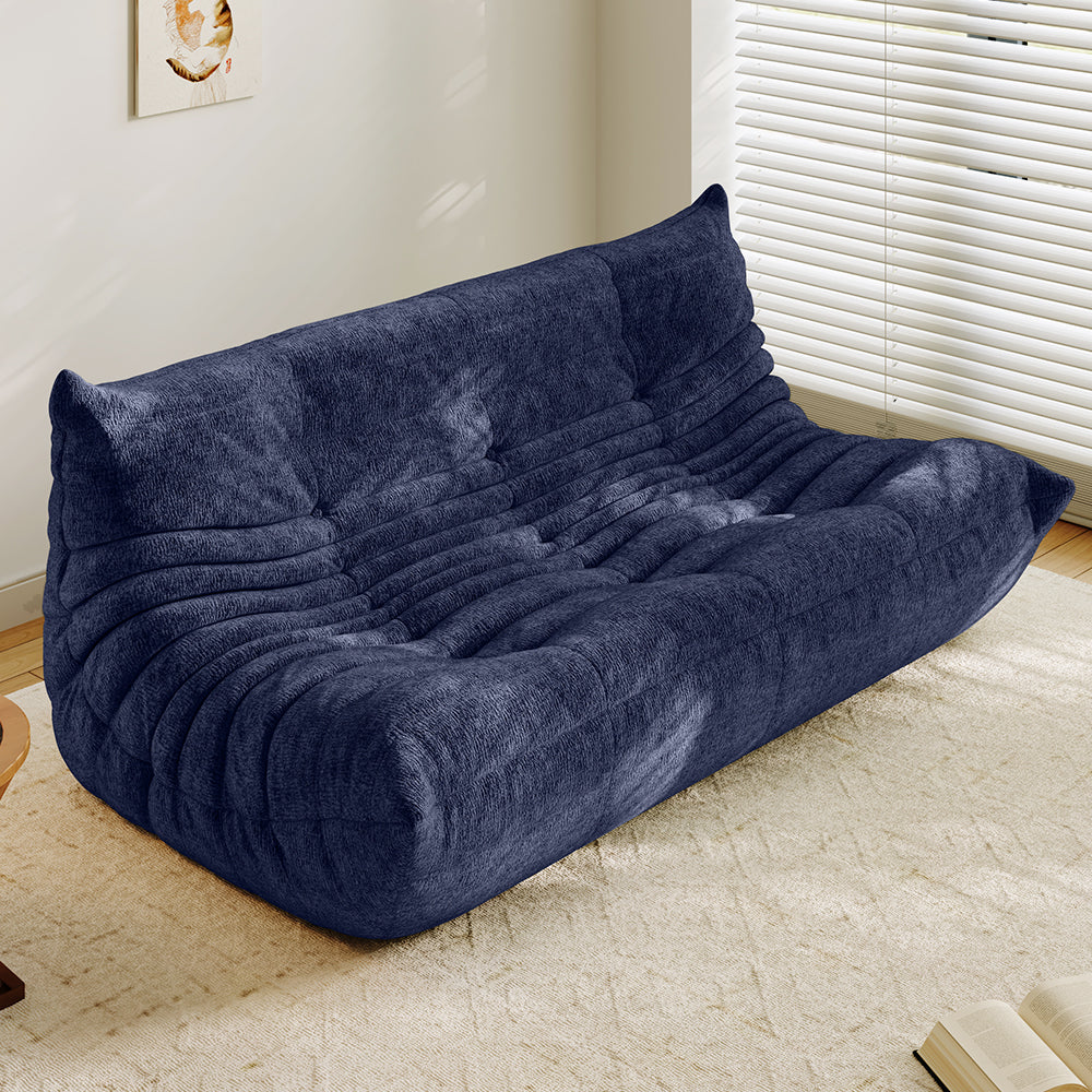 Lkikos Compressed Sofa Togo Sofa Caterpillar Sofa 3 seater in Blue - Lkikos.com