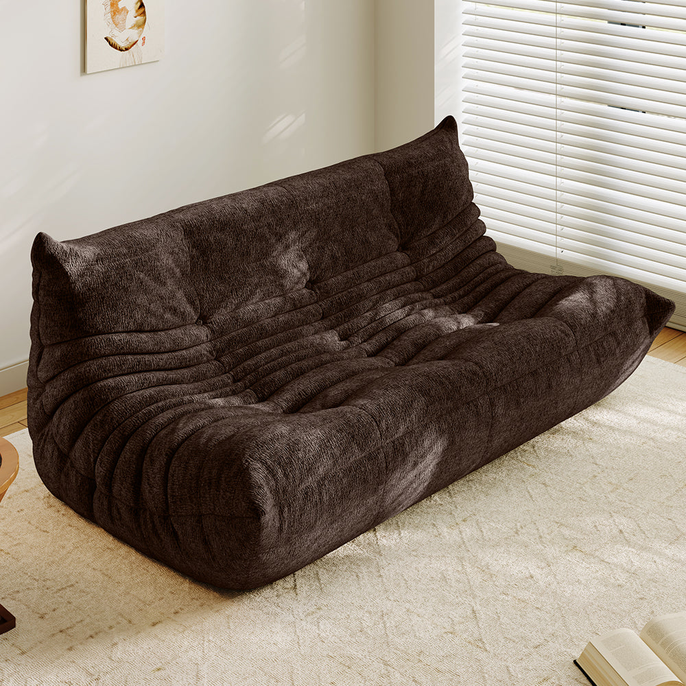 Lkikos Compressed Sofa Togo Sofa Caterpillar Sofa 3 seater in Brown - Lkikos.com