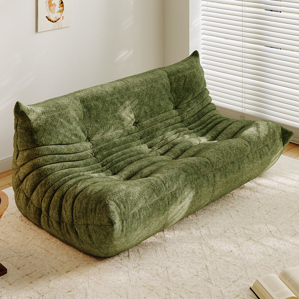Lkikos Compressed Sofa Togo Sofa Caterpillar Sofa 3 seater in Grass green - Lkikos.com