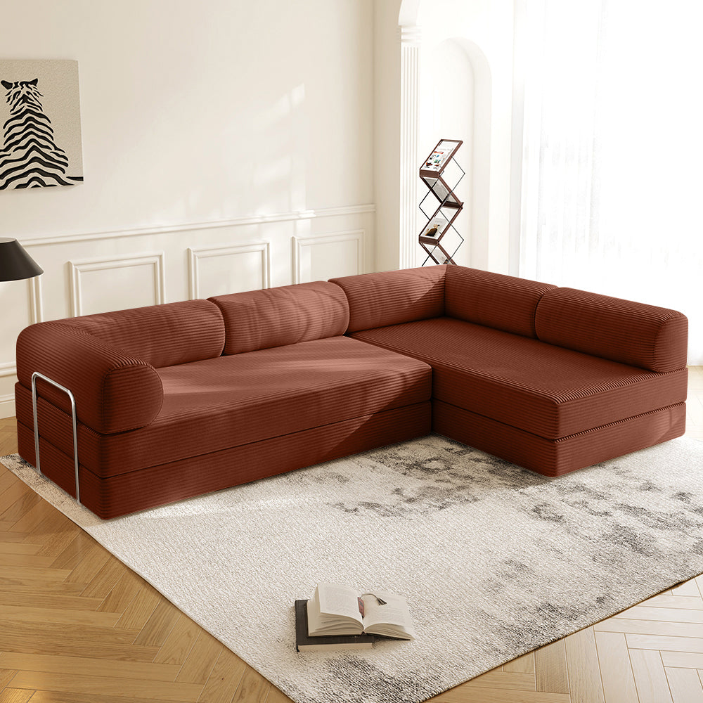 Teddy Sofa V2 with Chaise Lounge in Reddish brown - Lkikos.com