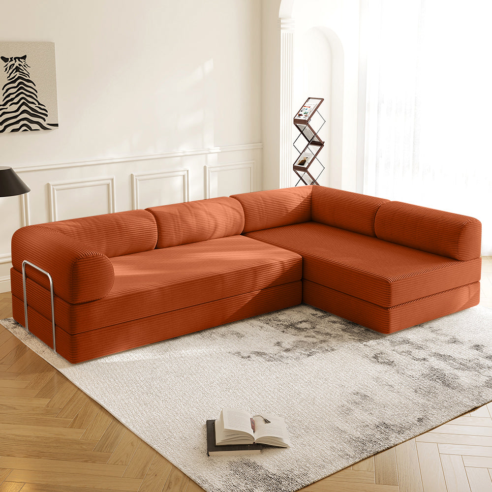 Teddy Sofa V2 with Chaise Lounge in Warm orange - Lkikos.com