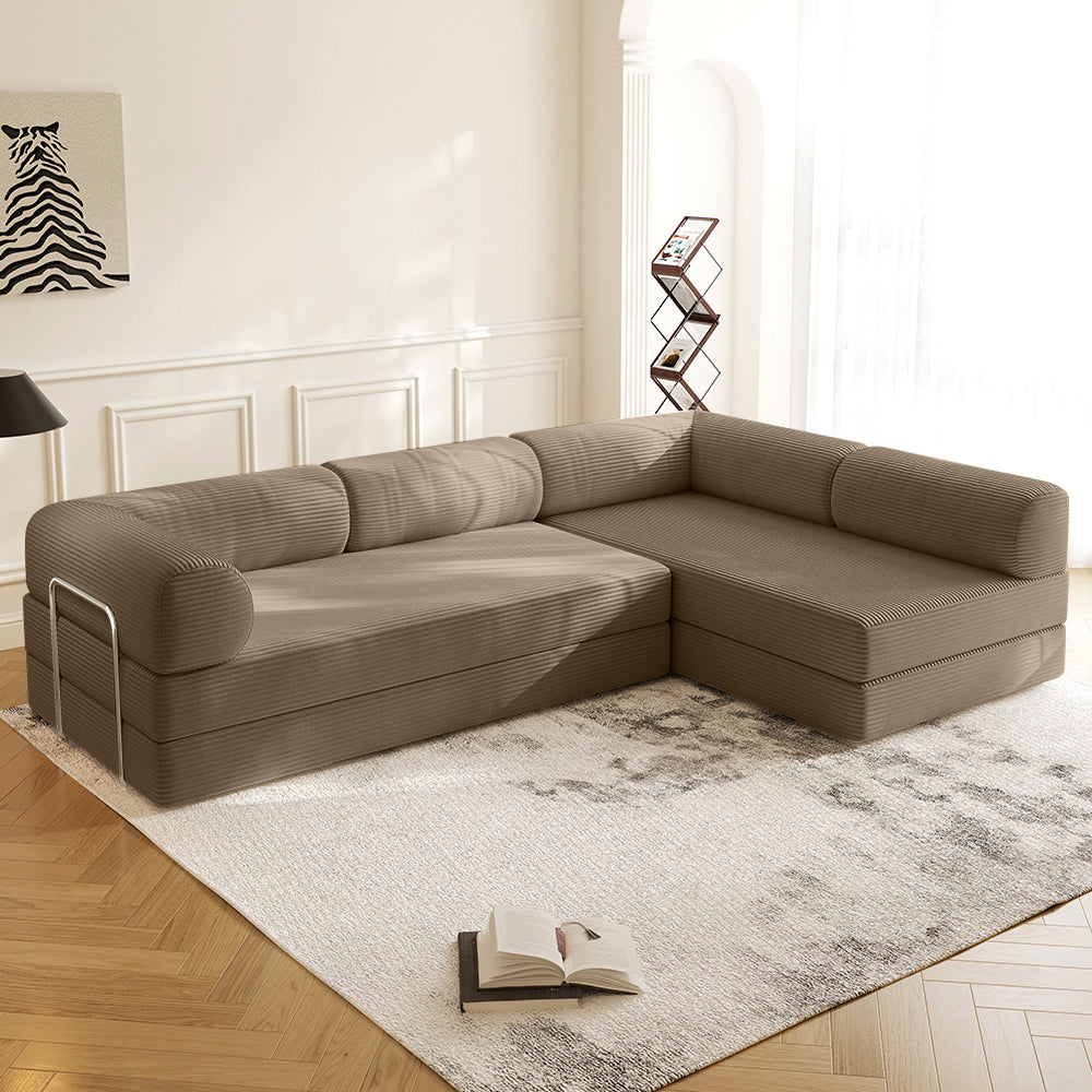 Teddy Sofa V2 with Chaise Lounge in camel - Lkikos.com