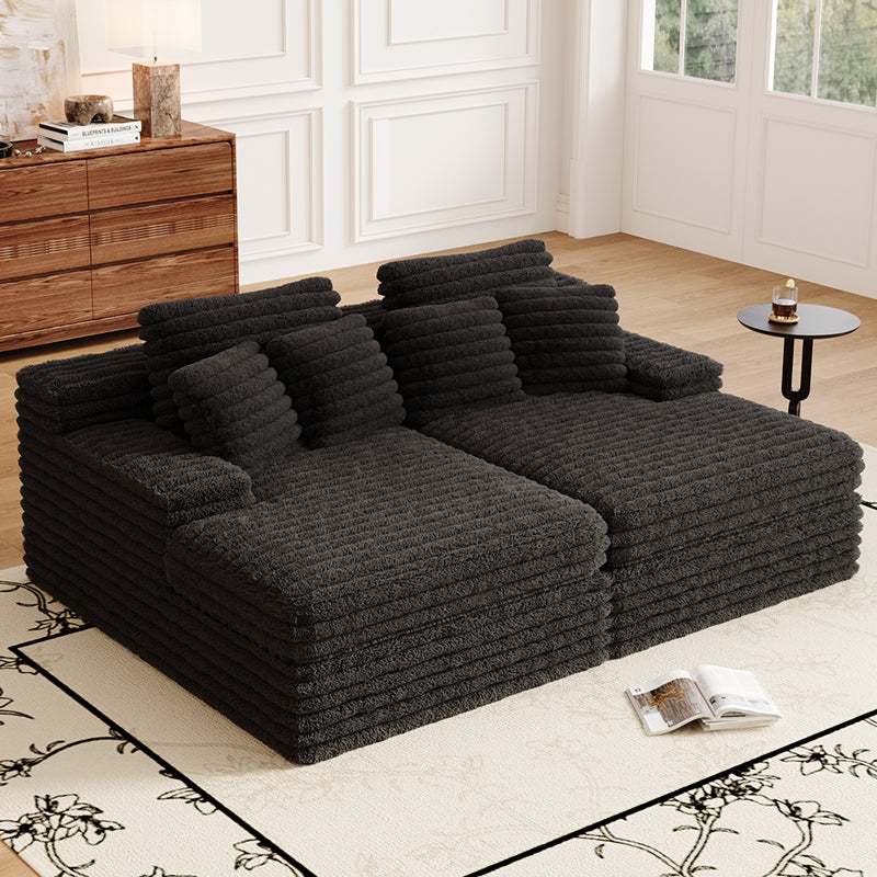 Vacuum compression sofa Plush sofa bed in black- Lkikos.com