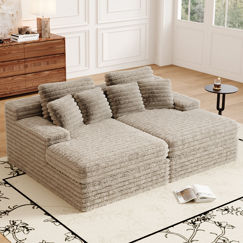 Vacuum compression sofa Plush sofa bed in camel- Lkikos.com