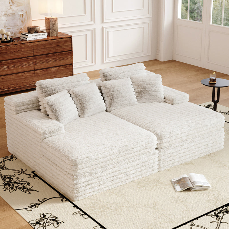Vacuum compression sofa Plush sofa bed in white- Lkikos.com