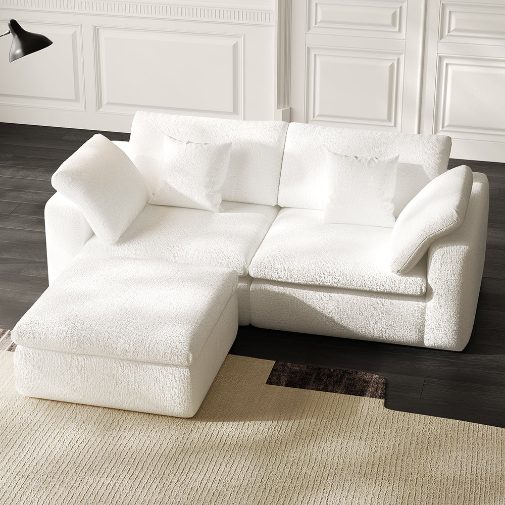 Lkikos Cloud Sofa 2-Seater with Ottoman – Vacuum Sealed & Compressed