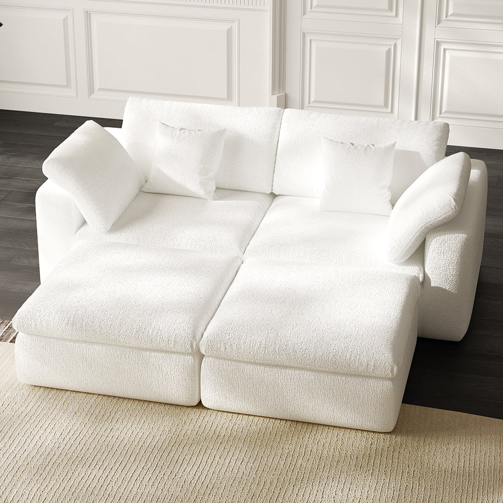 Lkikos Cloud Sofa 2-Seater with 2 Ottomans – Vacuum Sealed & Compressed