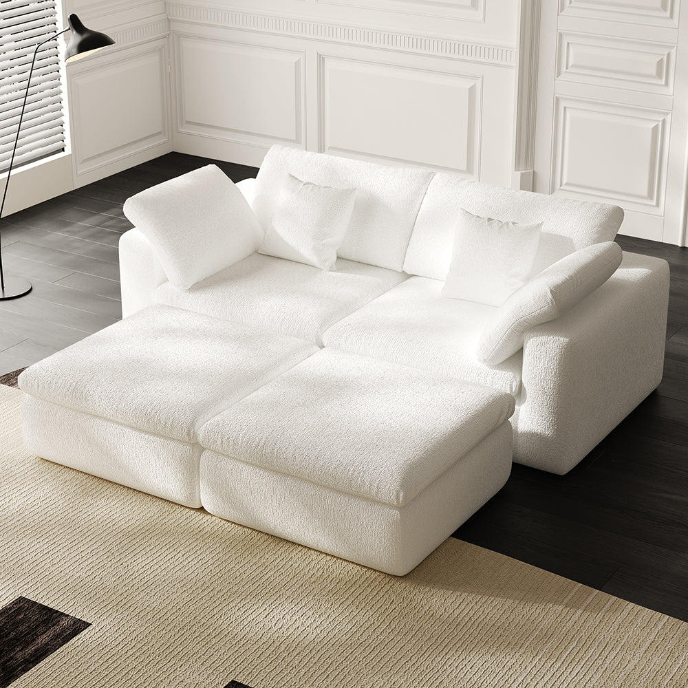 Lkikos Cloud Sofa 2-Seater with 2 Ottomans – Vacuum Sealed & Compressed
