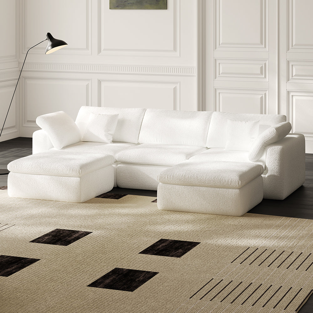 Lkikos Cloud Sofa 3-Seater with 2 Ottomans – Vacuum Sealed & Compressed