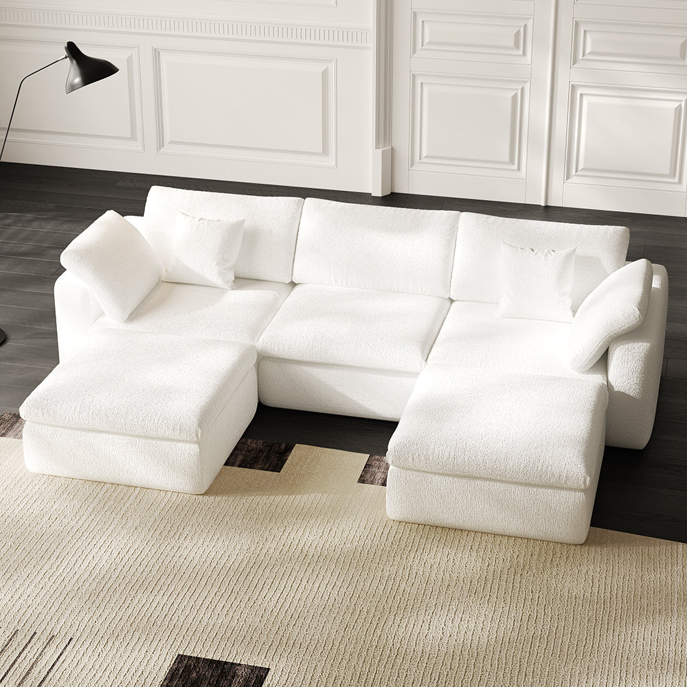 Lkikos Cloud Sofa 3-Seater with 2 Ottomans – Vacuum Sealed & Compressed