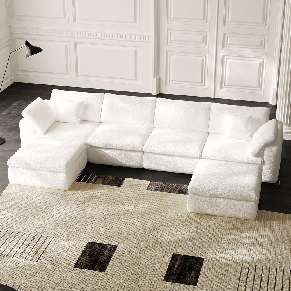 Lkikos Cloud Sofa 4-Seater with 2 Ottomans – Vacuum Sealed & Compressed