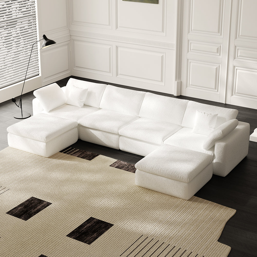 Lkikos Cloud Sofa 4-Seater with 2 Ottomans – Vacuum Sealed & Compressed