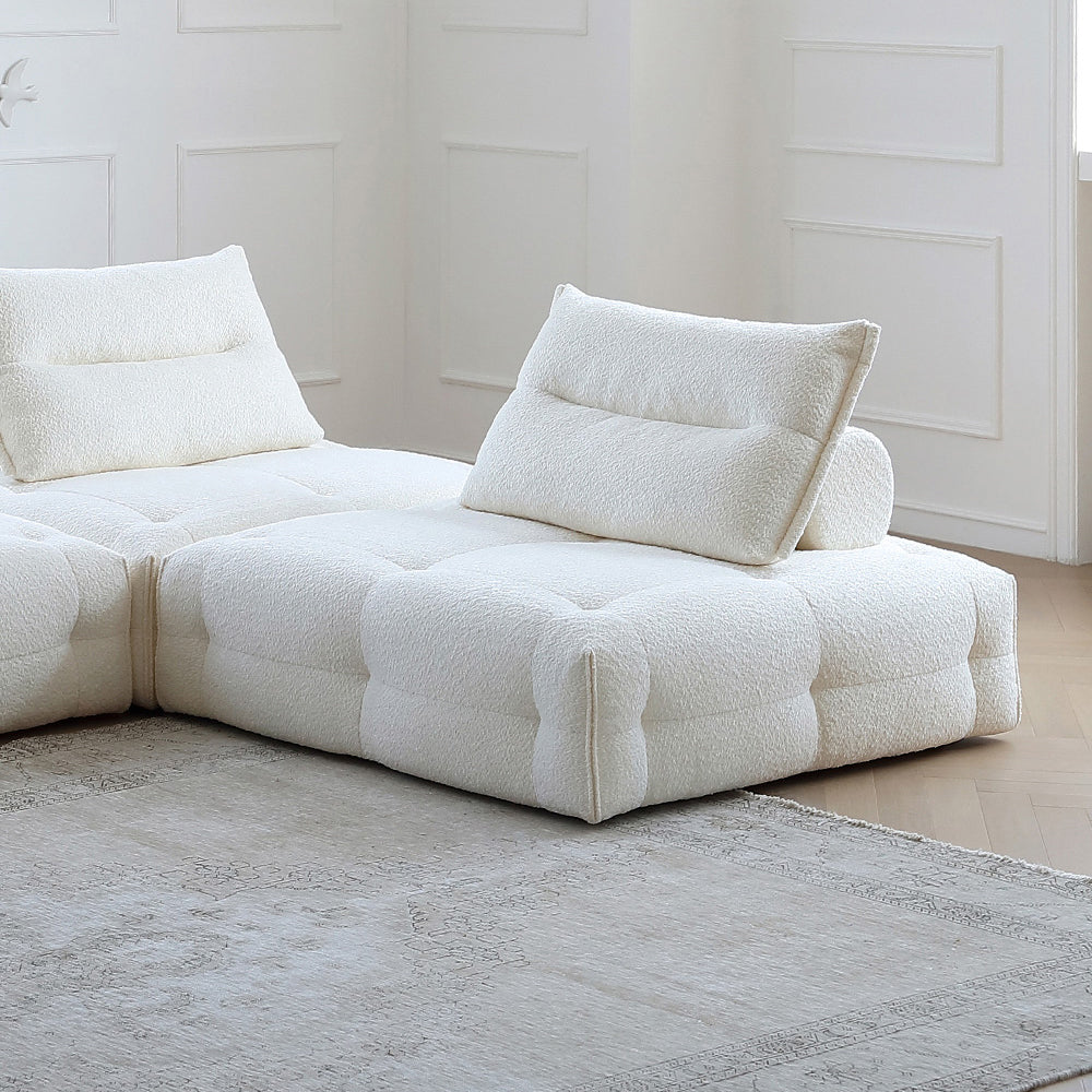 Comfy Modular White Sectional Armless Sleeper Sofa