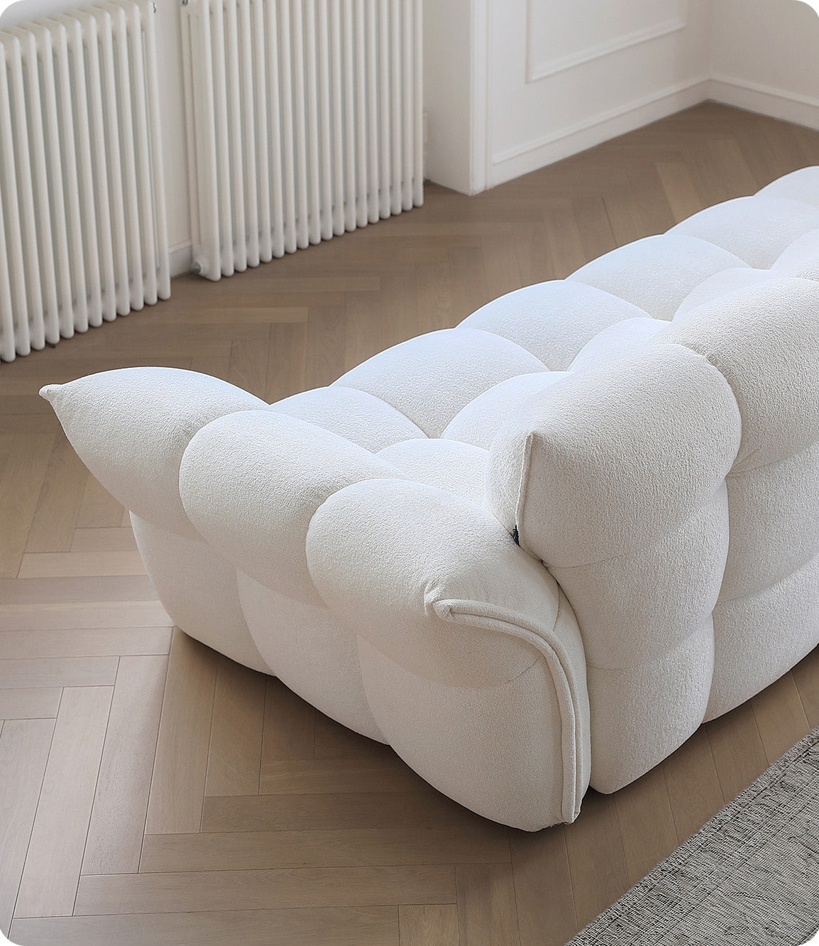 White Lily Modern Fluffy Couch for Homebodies Sectional Sofa