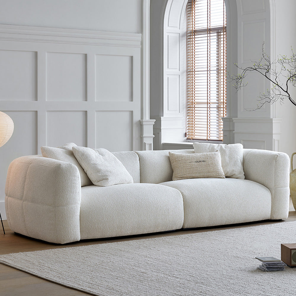 Modern White Sectional Loveseat Sofa / Floor Couch