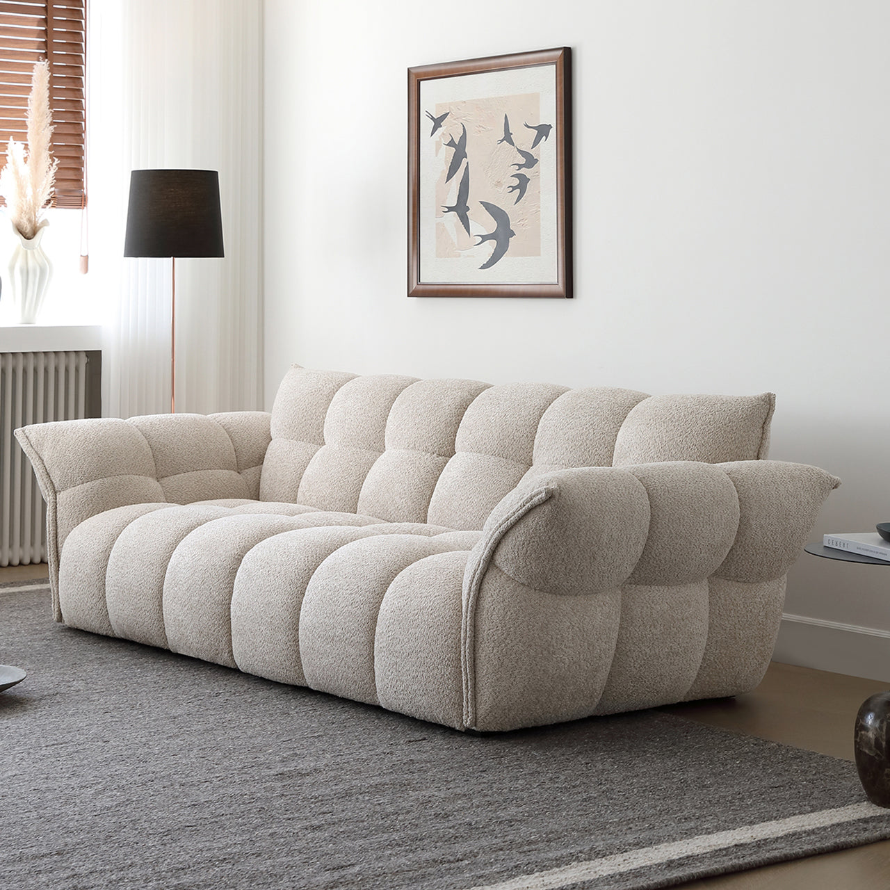 White Lily Modern Fluffy Couch for Homebodies Sectional Sofa