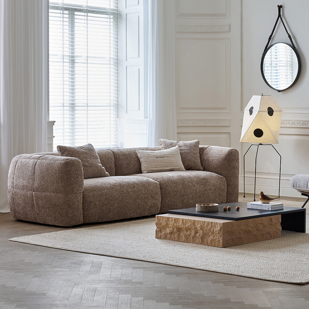 Modern White Sectional Loveseat Sofa / Floor Couch