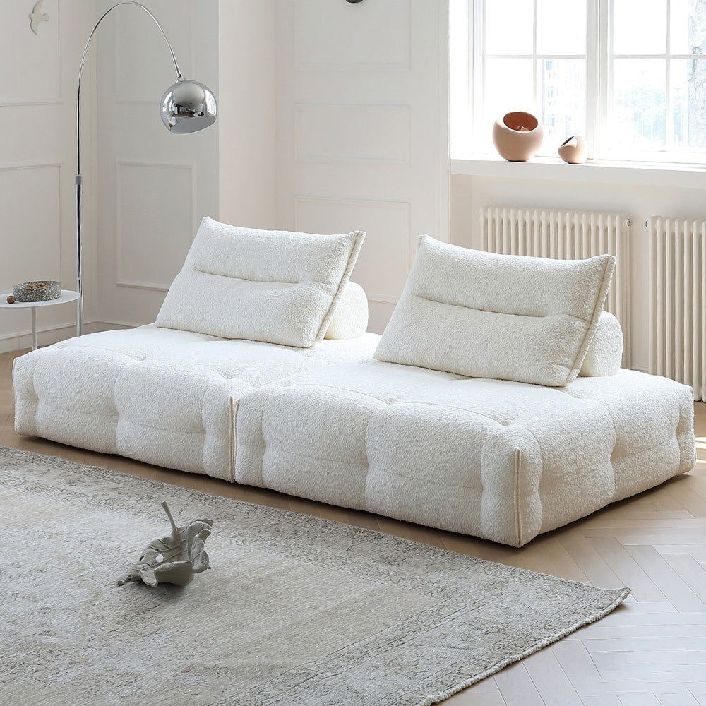 Comfy Modular White Sectional Armless Sleeper Sofa