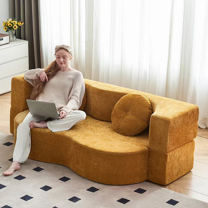 2 to 1 sofa yellow-Lkikos.com