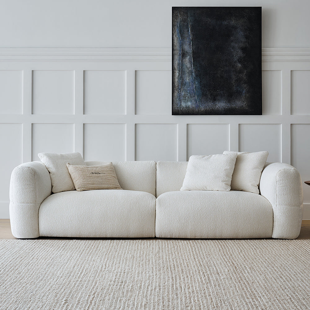 Modern White Sectional Loveseat Sofa / Floor Couch