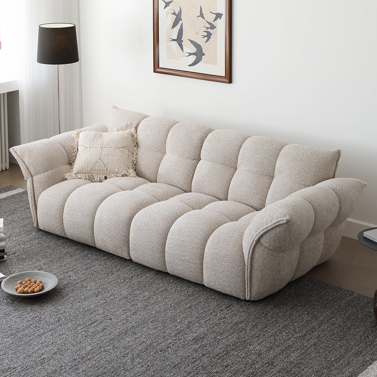 White Lily Modern Fluffy Couch for Homebodies Sectional Sofa