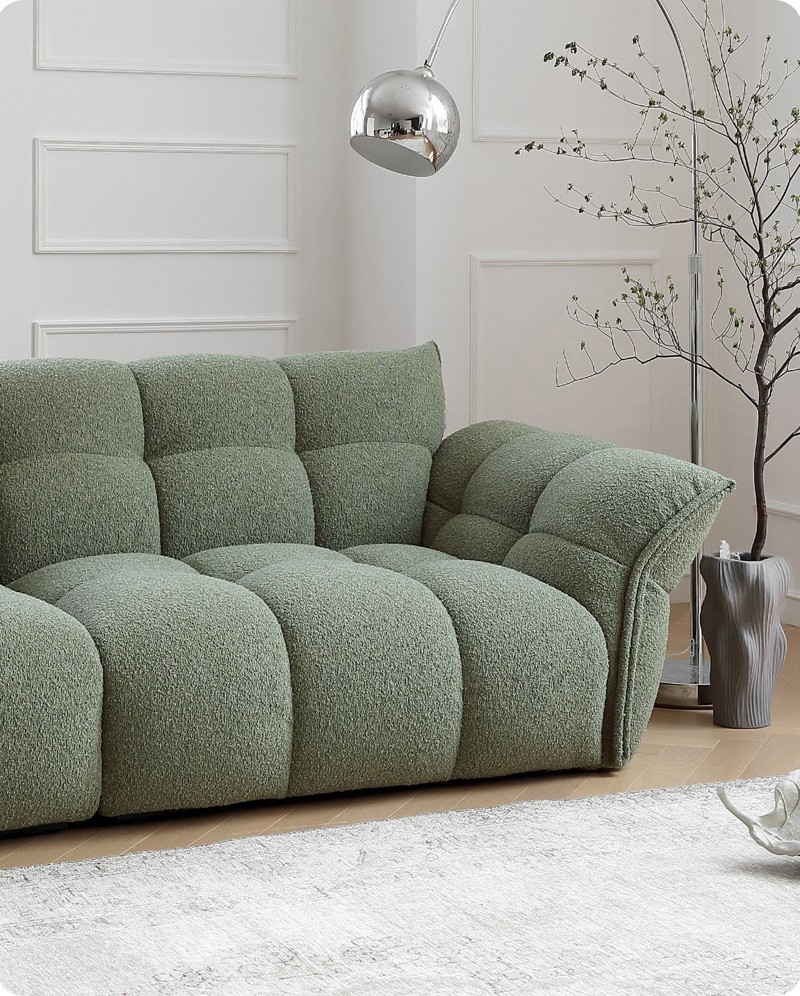 White Lily Modern Fluffy Couch for Homebodies Sectional Sofa