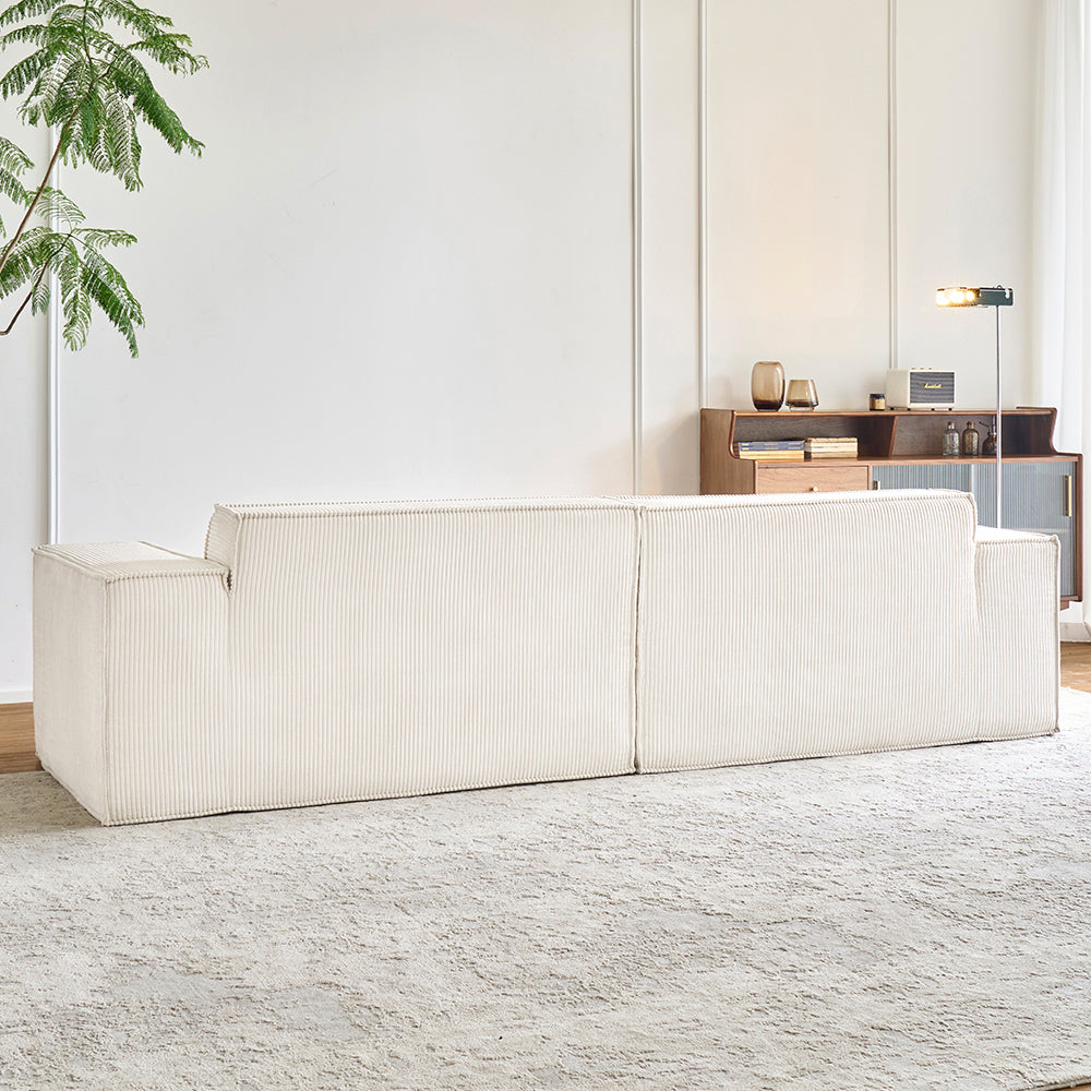 Comfy Corduroy Sectional  Couch Modular Compressed Loveseat Sofa No Installation,I-shaped sofa