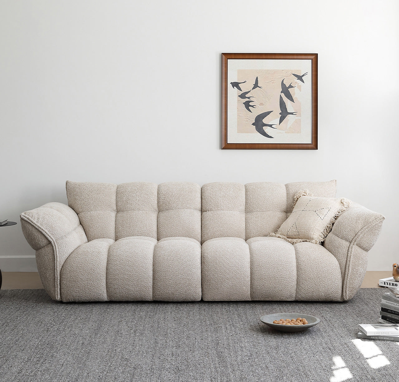 White Lily Modern Fluffy Couch for Homebodies Sectional Sofa