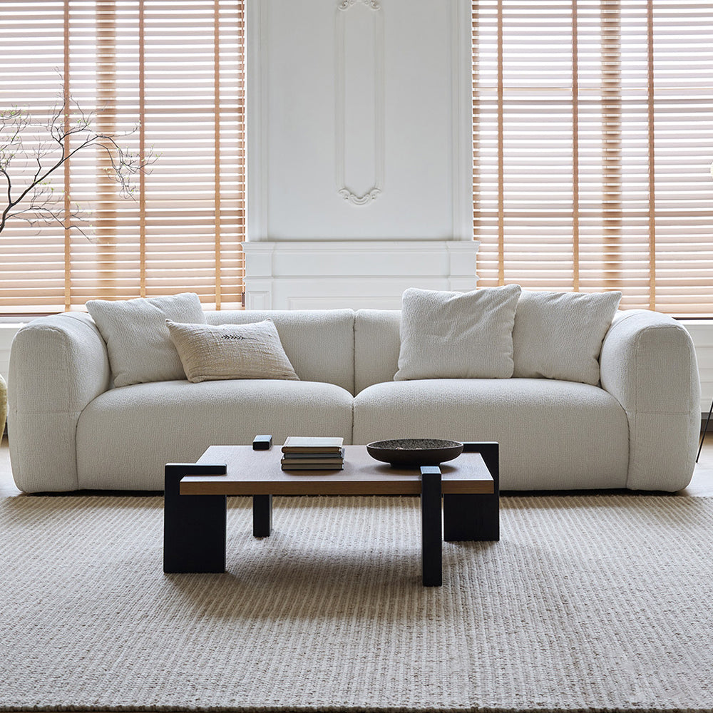 Modern White Sectional Loveseat Sofa / Floor Couch