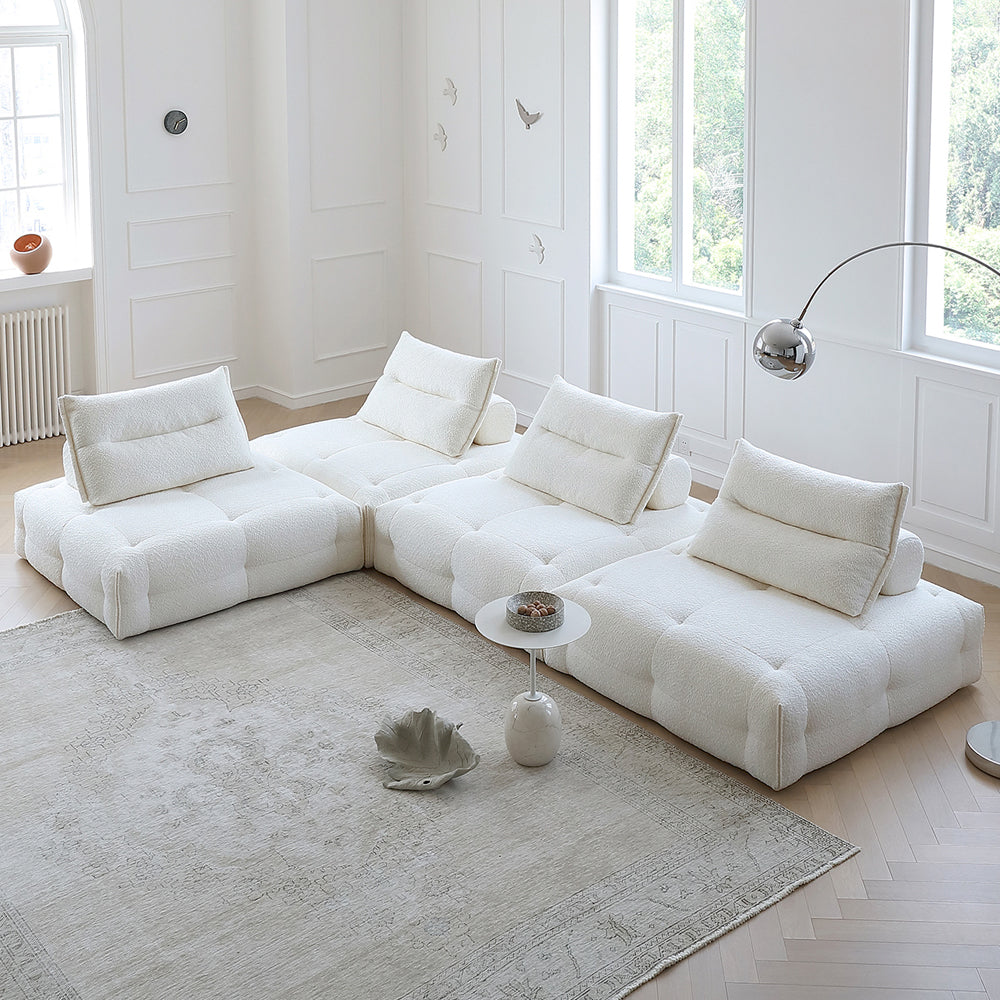 Comfy Modular White Sectional Armless Sleeper Sofa