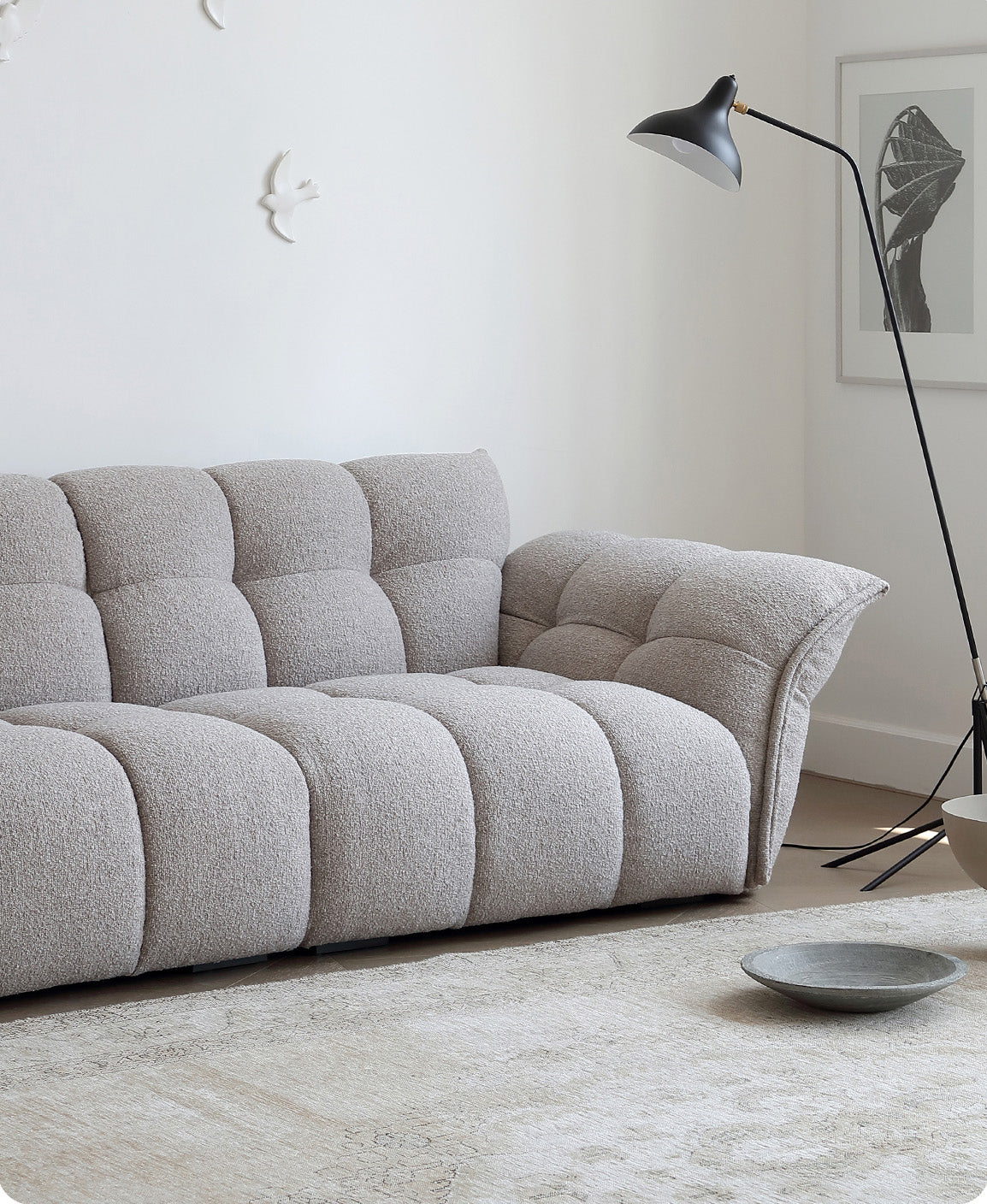 White Lily Modern Fluffy Couch for Homebodies Sectional Sofa