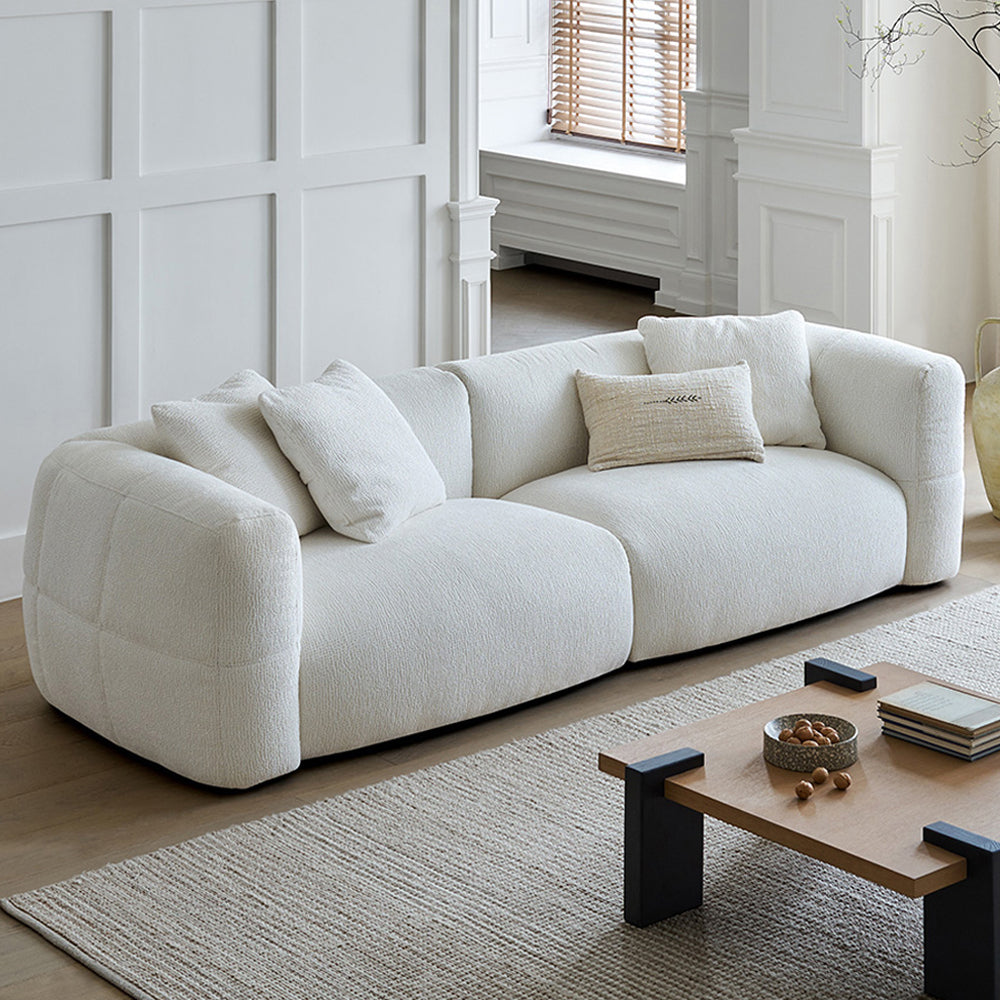 Modern White Sectional Loveseat Sofa / Floor Couch