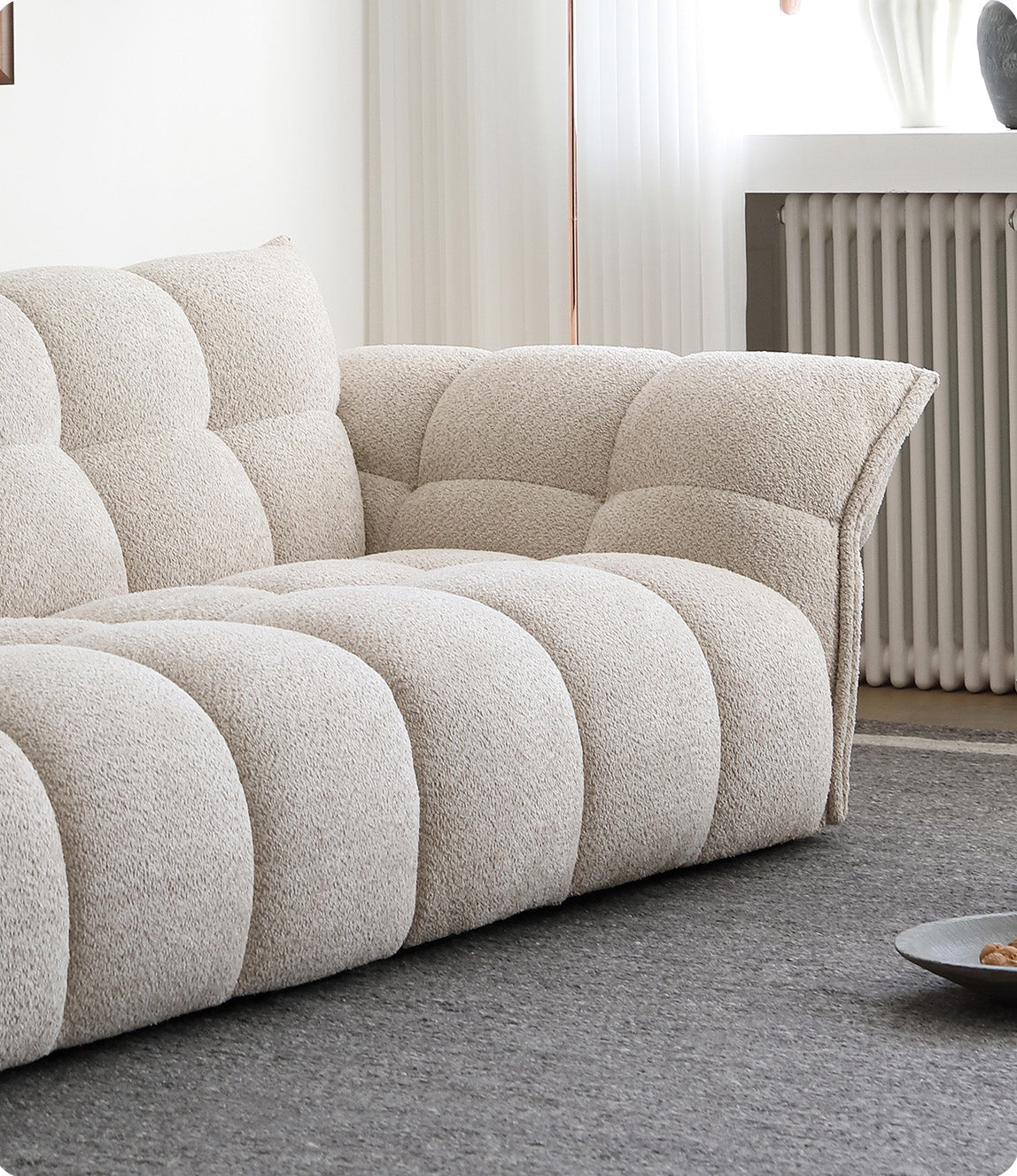 White Lily Modern Fluffy Couch for Homebodies Sectional Sofa