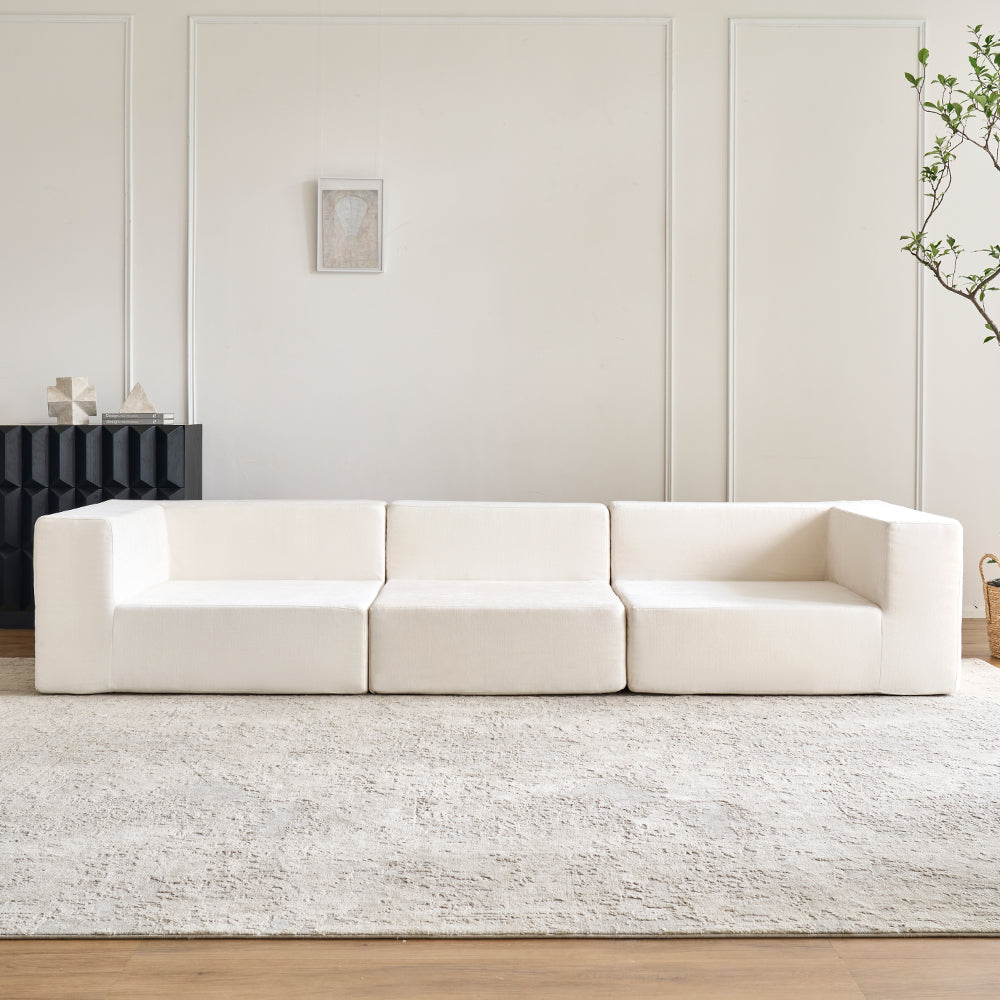 White Modular Sectional Compression Cloud Couch, Comfy Fluffy Cloud Sofa - No Installation, Detachable & Washable