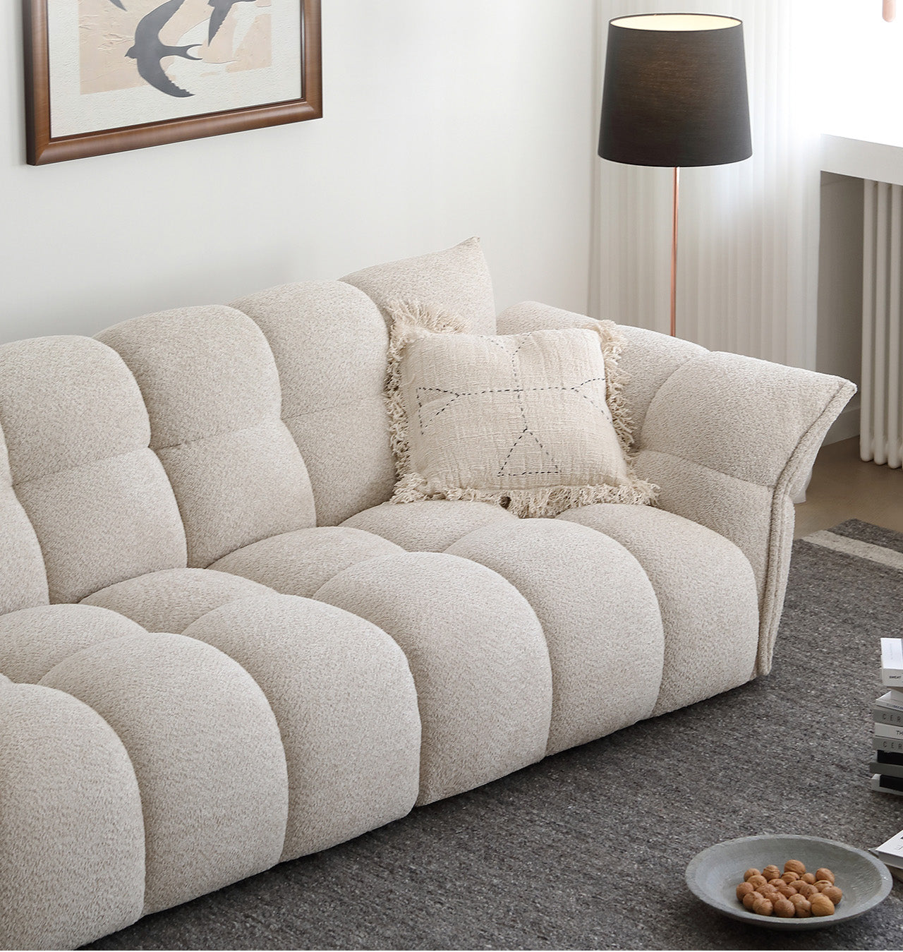 White Lily Modern Fluffy Couch for Homebodies Sectional Sofa