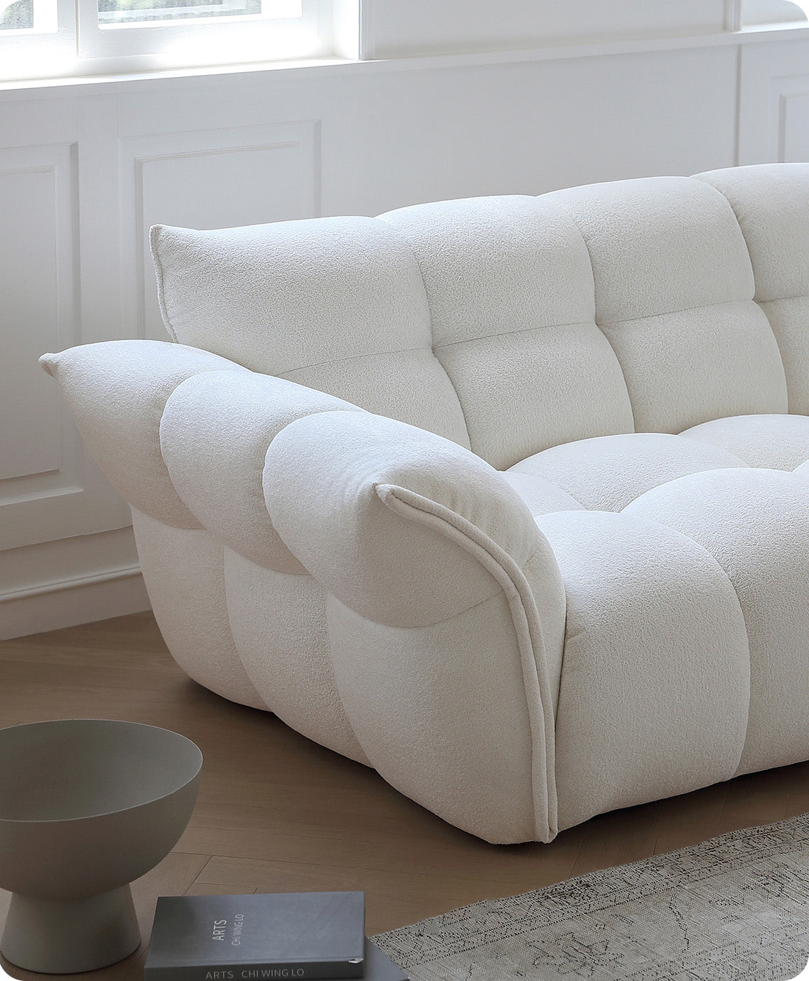 White Lily Modern Fluffy Couch for Homebodies Sectional Sofa