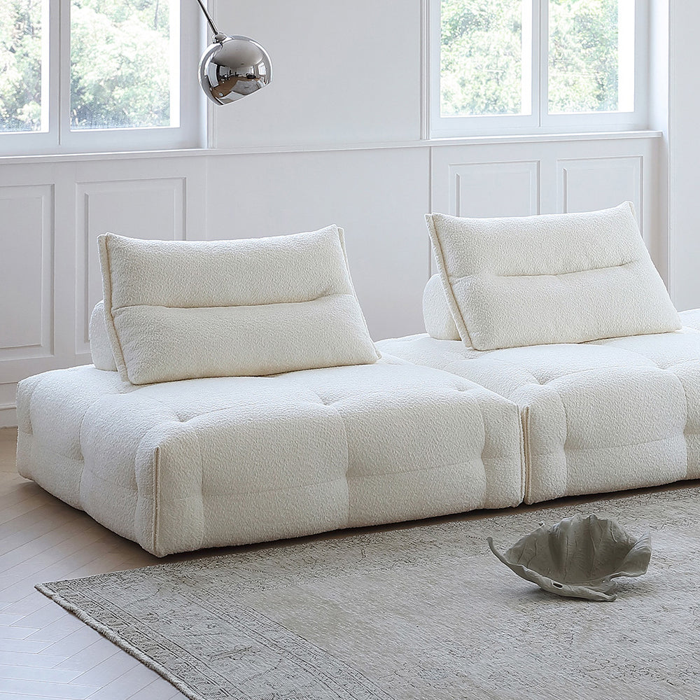 Comfy Modular White Sectional Armless Sleeper Sofa