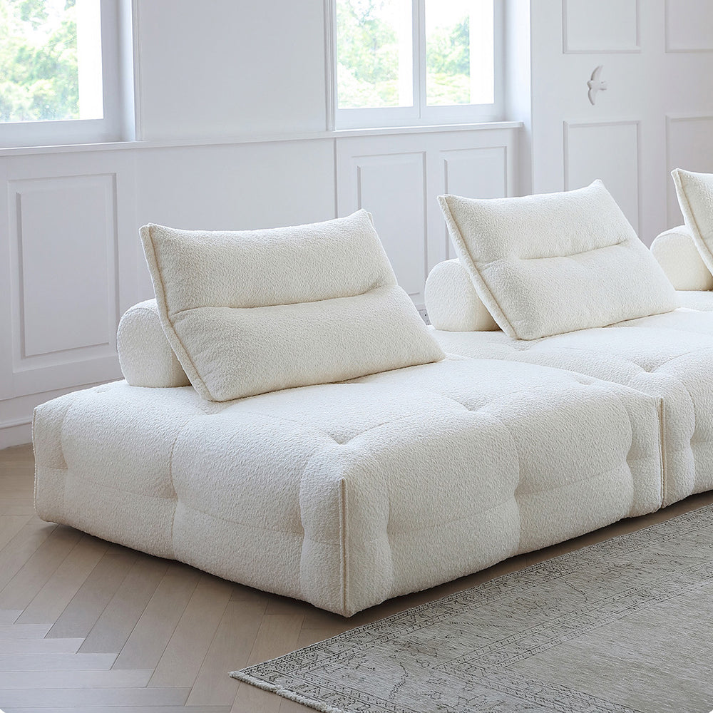 Comfy Modular White Sectional Armless Sleeper Sofa