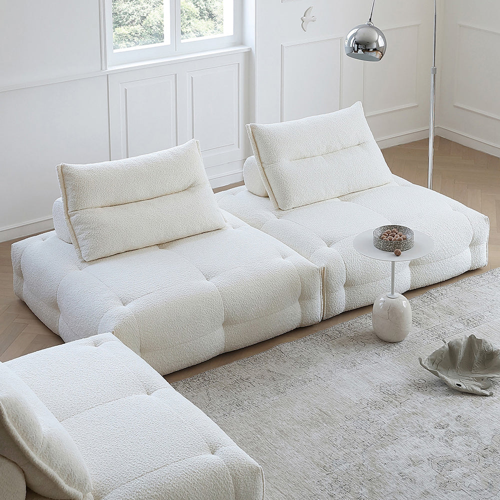 Comfy Modular White Sectional Armless Sleeper Sofa