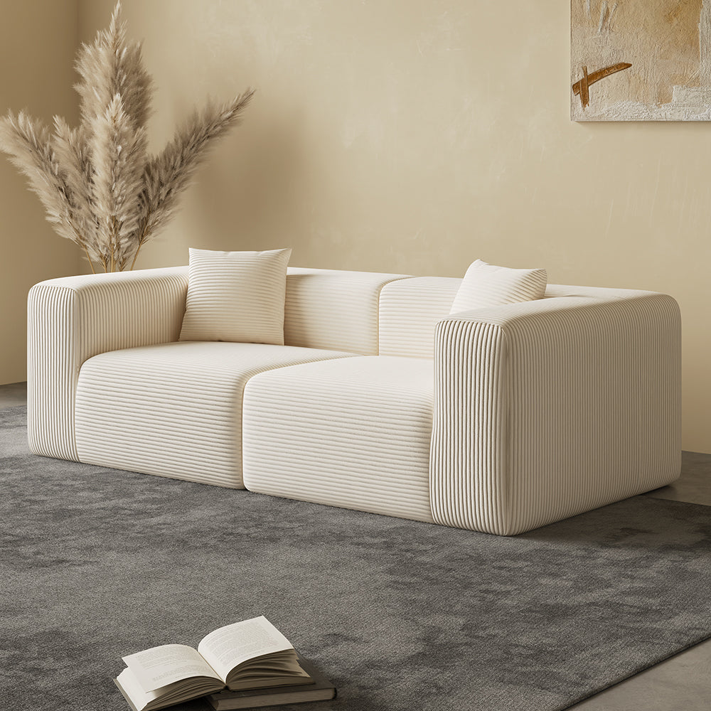 Block sofa, 2 seats, beige - Lkikos.com